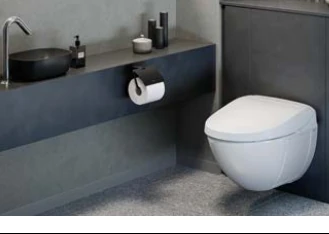 床から浮いたフロート トイレの設置例