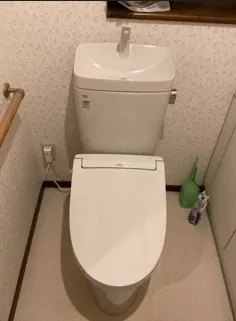広島県三次市｜トイレ水漏れ・30年使用のタンクレストイレから手洗い付きトイレへ交換