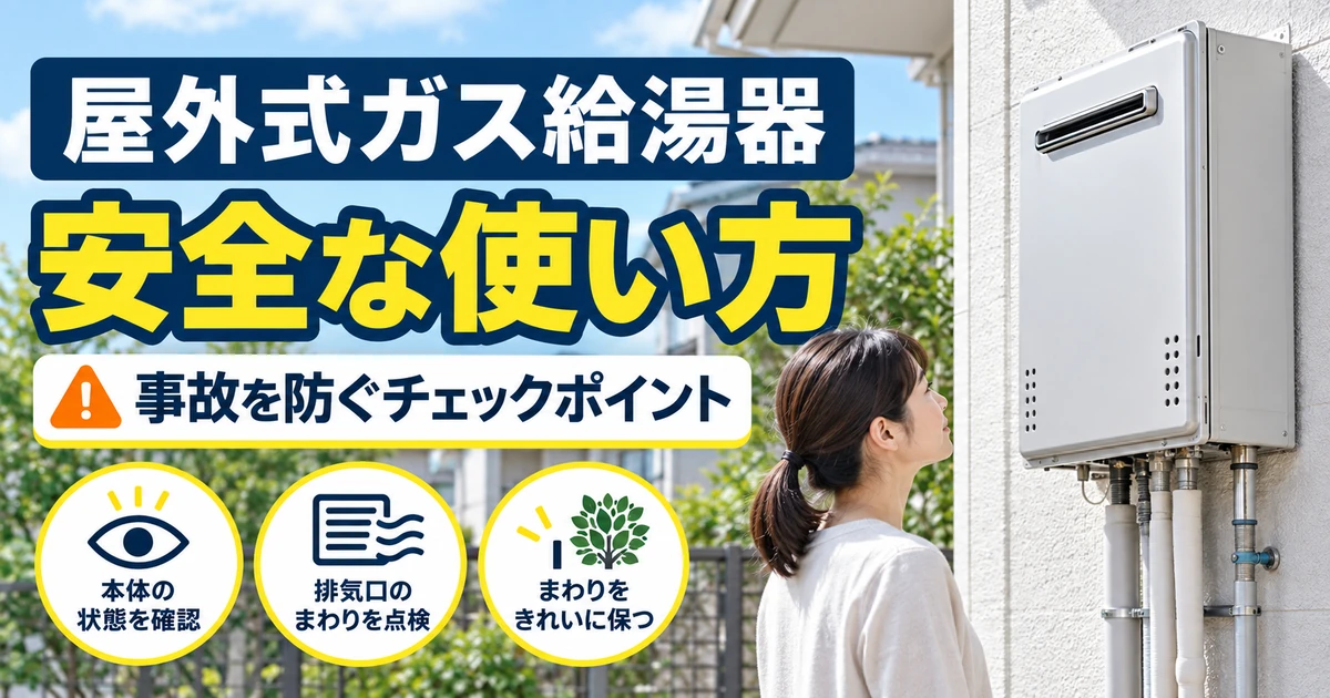 屋外式ガス給湯器の排気口や周囲を点検して安全に使用するための注意事項