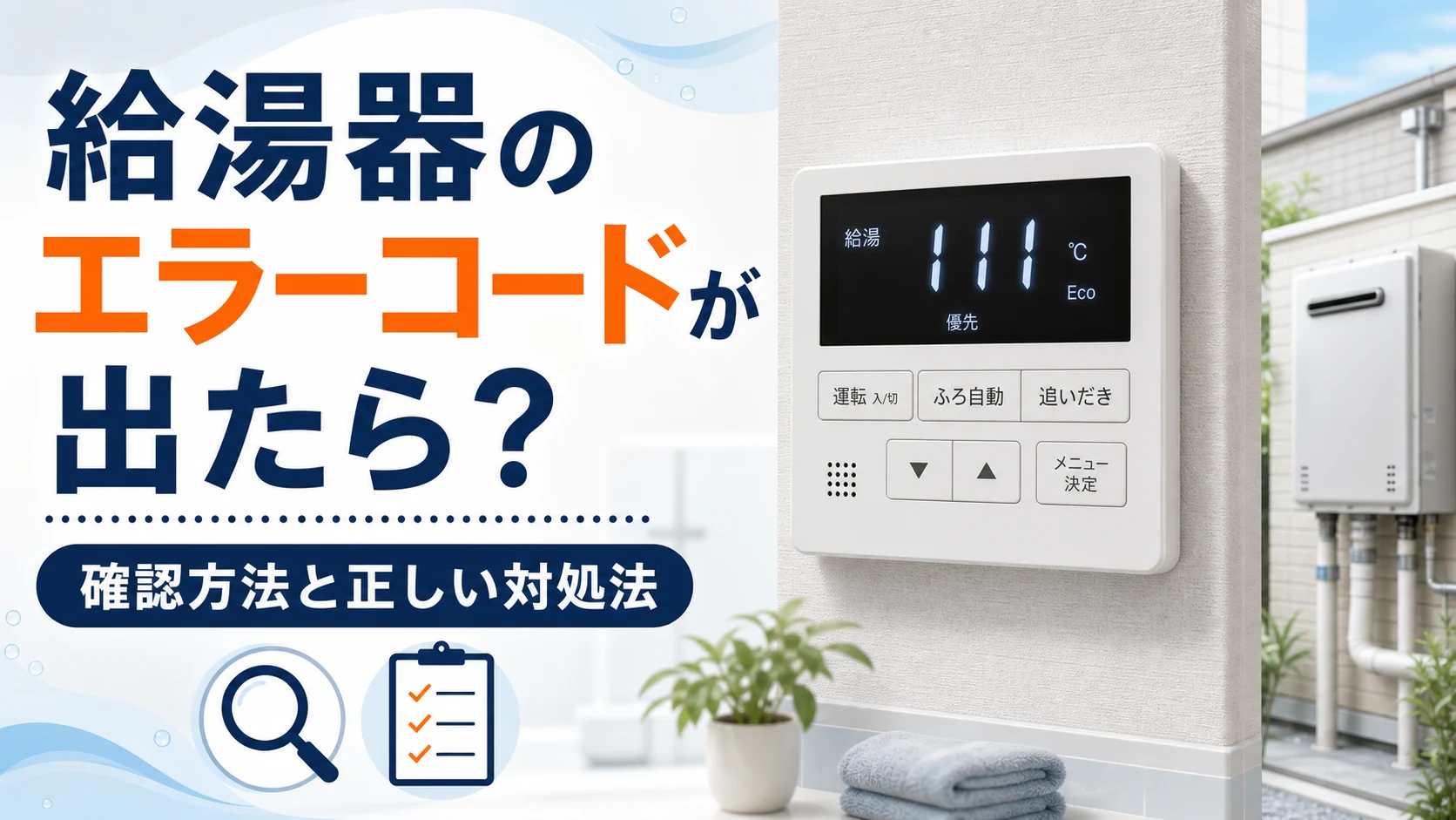 給湯器のエラーコードが表示されたときの確認方法と対処法