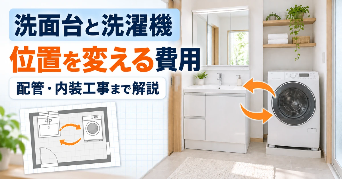 洗面台と洗濯機の配置を入れ替える洗面所リフォームのイメージ