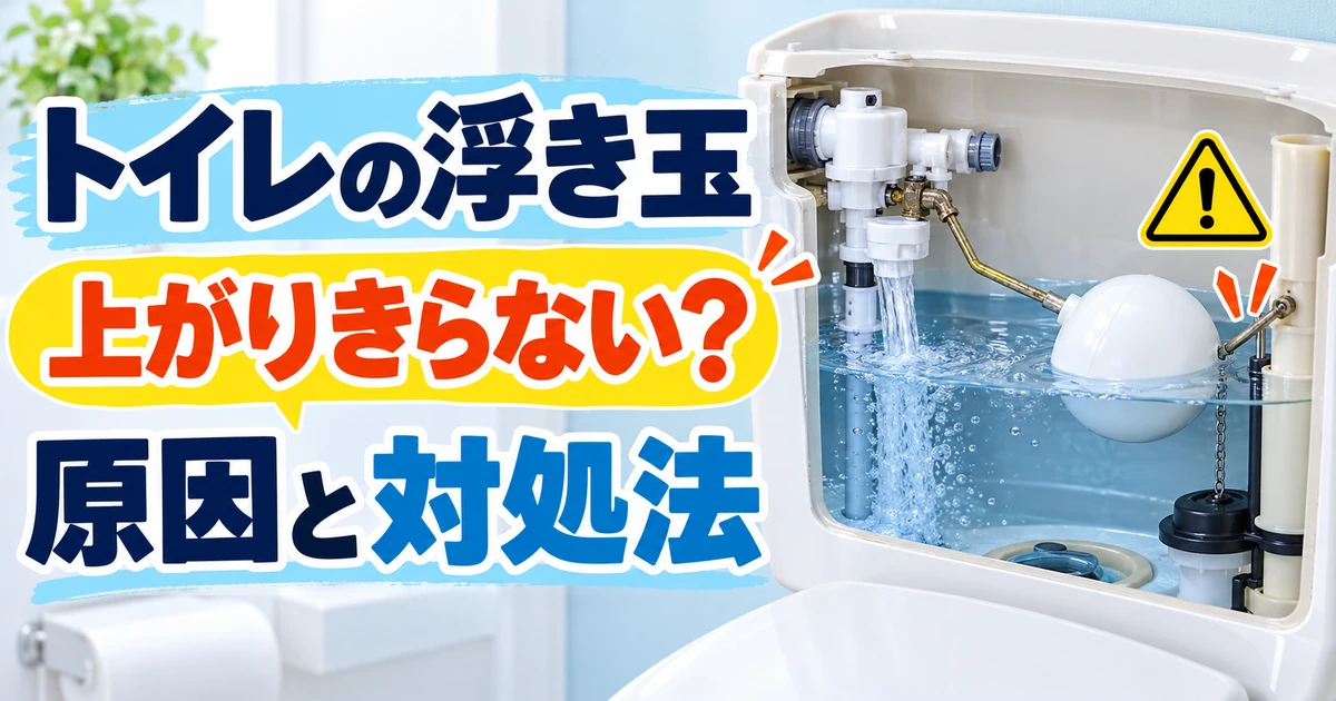 トイレタンクの浮き玉が上がりきらず水が止まらない原因と対処法