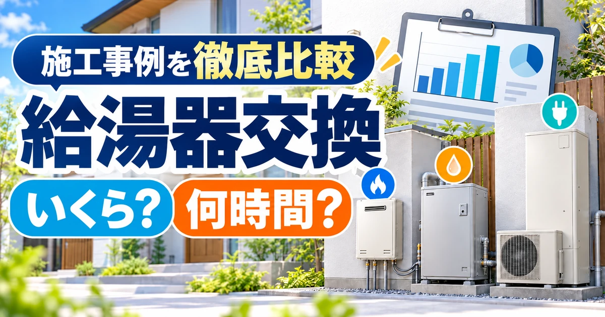 給湯器交換の施工事例から費用と工事時間を比較