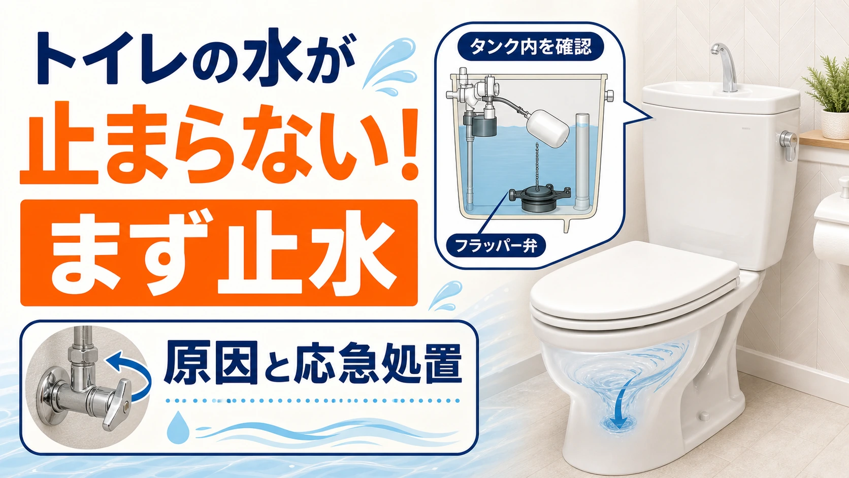 トイレの水が止まらない原因と止水方法