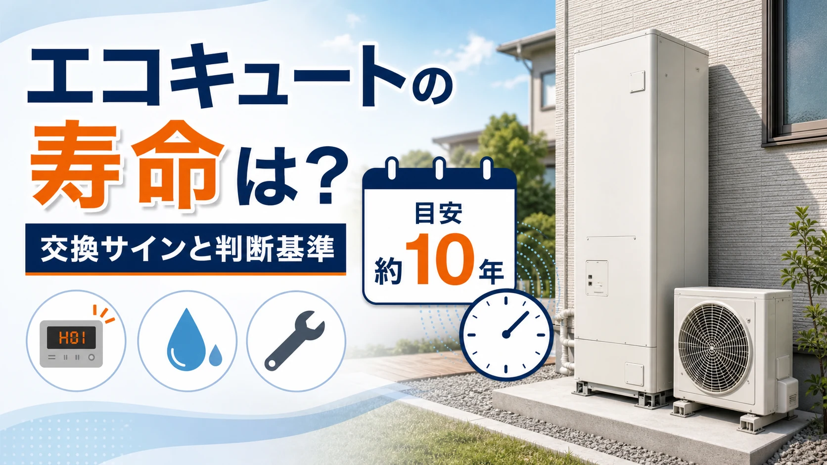 エコキュートの寿命と交換サインを解説するイメージ