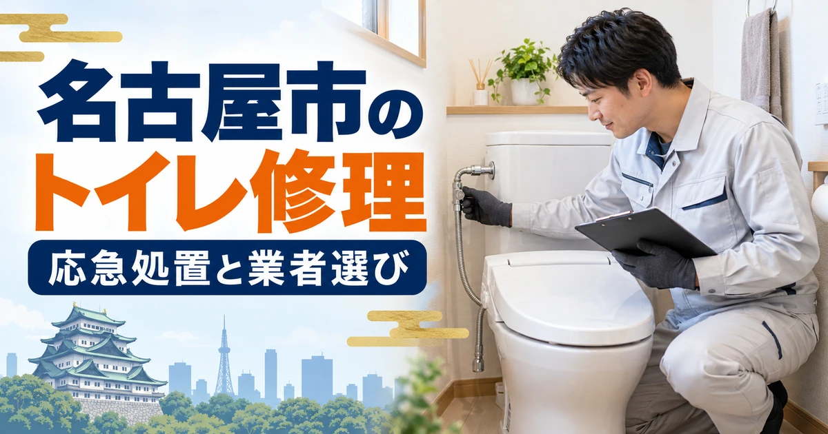 名古屋市の住宅でトイレを点検する修理作業員のイメージ