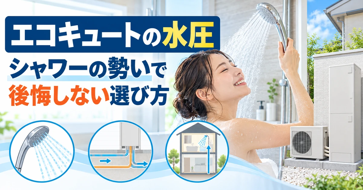 エコキュートの高圧タイプとシャワーの使い心地を比較するイメージ