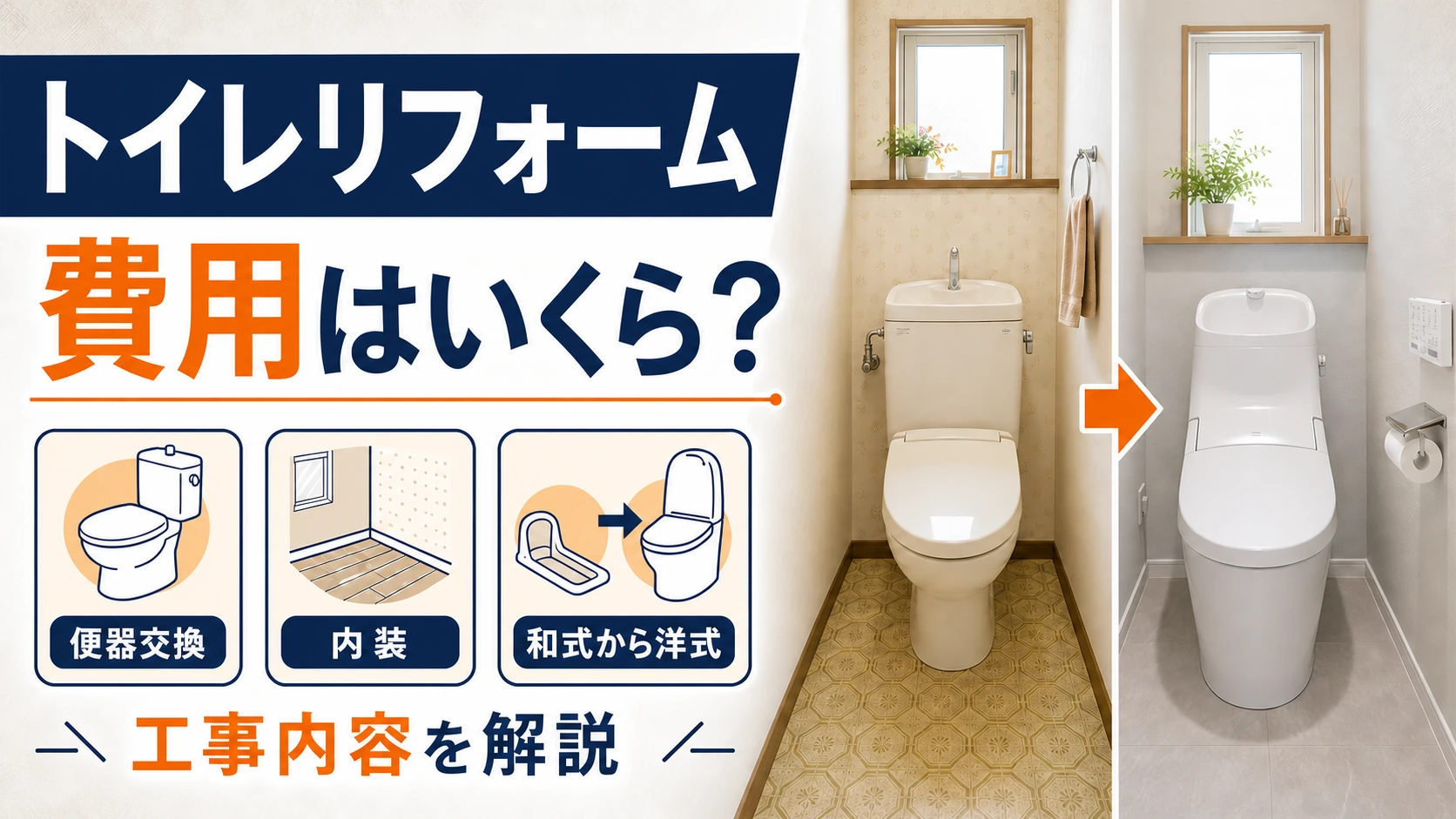トイレリフォームの費用と便器交換・内装工事の内容