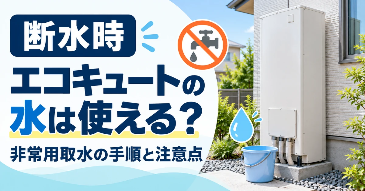 断水時にエコキュートの貯湯タンクから生活用水を取り出すイメージ